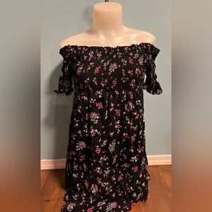 Cute off shoulder flower summer cottagecore dress stretchy size L